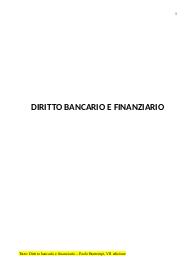 Riassunto Diritto bancario e finanziario