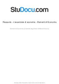 Riassunto economia essenziale