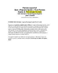 PANIERE Full 2024 Quiz + Aperte Psicologia Sociale Prof. Covelli