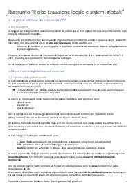 Riassunto manuale “il cibo tra azione locale e sistemi globali” di Alessia Toldo e Giacomo Pettenati