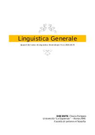 Appunti di Linguistica Generale dal manuale "La linguistica: un corso introduttivo"