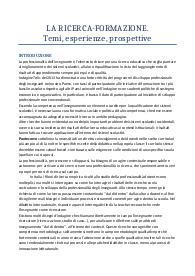 La ricerca formazione - Temi, esperienze, prospettive