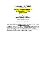 Paniere Quiz Risolti: Economia Imprese Assicurative e Previdenza - Prof. Federico