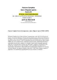 Paniere Completo Storia Contemporanea - Quiz e Risposte Aperte UNIECAMPUS