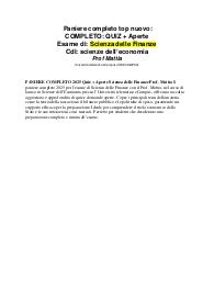 PANIERE COMPLETO 2025 Quiz + Aperte Scienza delle Finanze Prof. Mattia