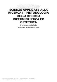 SCIENZE APPLICATE ALLA RICERCA I – METODOLOGIA DELLA RICERCA INFERMIERISTICA ED OSTETRICA Prof. Carlo Della Pe