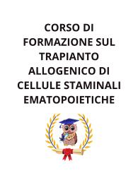 CORSO DI FORMAZIONE SUL TRAPIANTO ALLOGENICO DI CELLULE STAMINALI EMATOPOIETICHE