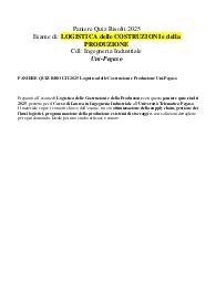PANIERE QUIZ RISOLTI 2025 Logistica delle Costruzioni e Produzione Uni-Pegaso