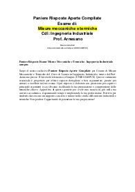 Paniere Risposte Esame Misure Meccaniche e Termiche - Ingegneria Industriale-campus