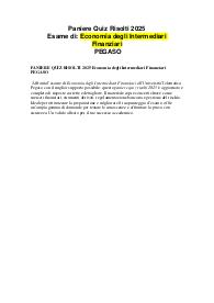 PANIERE QUIZ RISOLTI 2025 Economia degli Intermediari Finanziari PEGASO
