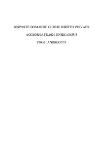 Risposte domande chiuse diritto privato aggiornate 2024 uniecampus