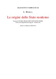 L. Bianco, Le origini dello Stato moderno. Parte II