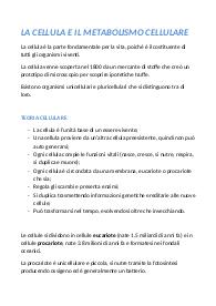 La cellula e il metabolismo cellulare