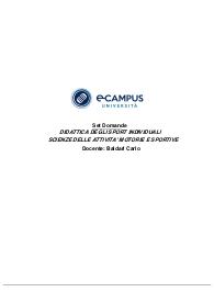 set domande DIDATTICA DEGLI SPORT INDIVIDUALI IN SCIENZE DELLE ATTIVITA' MOTORIE E SPORTIVE Docente: Baldari C