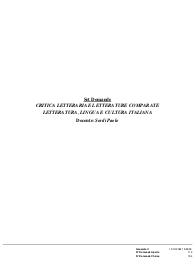 Paniere CRITICA LETTERARIA E LETTERATURE COMPARATE Prof. Sordi Paolo