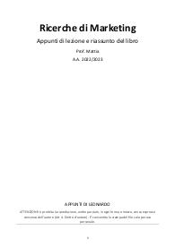 Appunti di Ricerche di Marketing - Mattia - Roma Tre