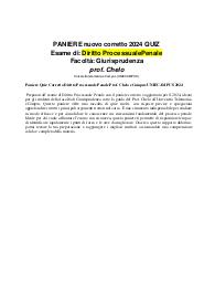 Paniere Quiz Corretto Diritto Processuale Penale Prof. Chelo eCampus UNIECAMPUS 2024