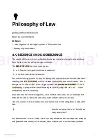 Philosophy of Law - Obedience and Disobedience, The Social Contract, Paternalism and Libertarianism...