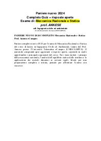 PANIERE NUOVO 2024 COMPLETO Meccanica Razionale e Statica Prof. Annese