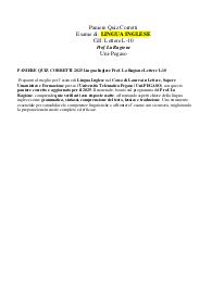 PANIERE QUIZ CORRETTI 2025 Lingua Inglese Prof. La Ragione Lettere L-10