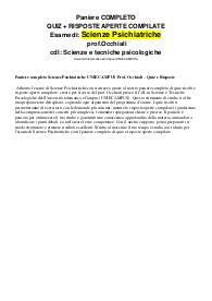 Paniere completo Scienze Psichiatriche UNIECAMPUS Prof. Occhiali – Quiz e Risposte