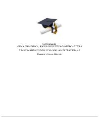 Paniere ETNOLINGUISTICA E SOCIOLINGUISTICA Docente Grosso Ecampus