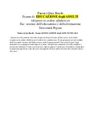 Paniere Quiz Risolti - Esame di EDUCAZIONE degli ADULTI- PEGASO