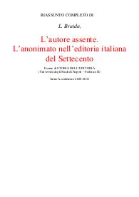L. Braida, L’autore assente. Storia dell'editoria