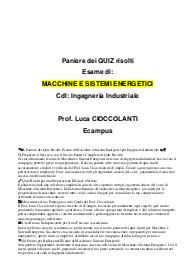 Paniere Quiz: Macchine e Sistemi Energetici prof Cioccolanti