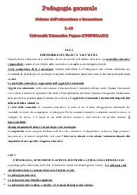 Riassunto pedagogia generale - Scienze dell'Educazione e Formazione L19 - Università Pegaso