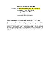 Paniere Teoria e Progetto di Strutture Prof. Comodini UNIECAMPUS 2024