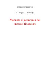 Manuale di economia dei mercati finanziari