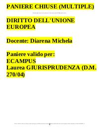 Paniere DIRITTO DELL'UNIONE EUROPEA, Prof DIARENA, ECAMPUS - Chiuse - AGGIORNATE 2024
