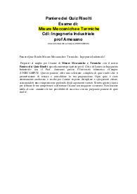 Paniere Quiz Risolti Misure Meccaniche e Termiche - Ingegneria Industriale