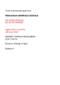 Paniere Completo PEDAGOGIA GENERALE E SOCIALE prof. Pellegrini