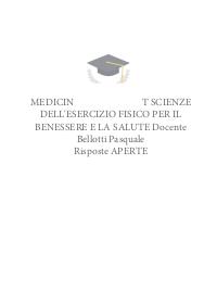 Paniere Aperte MEDICINA DELLO SPORT SCIENZE DELL'ESERCIZIO FISICO PER IL BENESSERE E LA SALUTE Docente Bellott