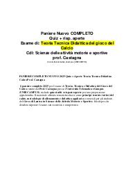 PANIERE COMPLETO NUOVO 2025 Quiz + Aperte Teoria Tecnica Didattica Calcio Prof. Castagna