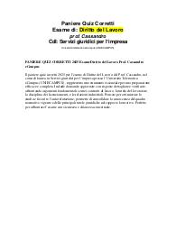 PANIERE QUIZ CORRETTI 2025 Esame Diritto del Lavoro Prof. Cassandro eCampus