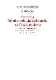 M. Gaberllotti, Per carità. Poveri e politiche assistenziali nell’Italia moderna