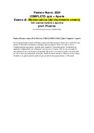 Paniere Biomeccanica Prof. Picerno UNIECAMPUS 2024 | Quiz Completi + Aperte