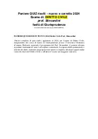 PANIERE QUIZ RISOLTI NUOVO 2024 Diritto Civile Prof. Stincardini -15 CFU-
