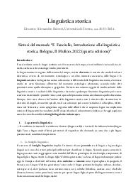 Riassunto manuale "Introduzione alla Linguistica Storica" di F. Fanciullo