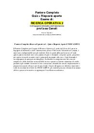 Paniere Completo Ricerca Operativa 2 - Quiz e Risposte Aperte UNIECAMPUS