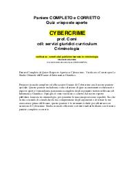 Paniere Completo di Quiz e Risposte Aperte su Cybercrime - Verificato e Corretto prof COMI