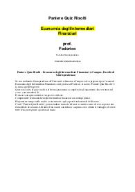 Economia degli intermediari finanziari- prof Federico uniecampus paniere