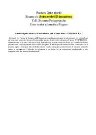 Paniere Quiz Risolti Esame Scienze dell’Educazione - UNIPEGASO