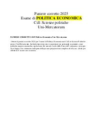 PANIERE CORRETTO 2025 Politica Economica Uni-Mercatorum