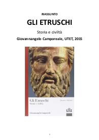 Riassunto "Gli etruschi. Storia e Civiltà" di G. Camporeale, 2015 - Completissimo