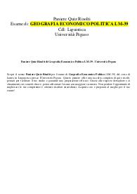 Paniere Quiz Risolti di Geografia Economico Politica LM-39 - Università Pegaso