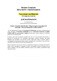 Paniere Completo Quiz Risolti e Risposte Aperte Tecnologie dei Materiali - Prof.ssa Simoncini | UNIECAMPUS
